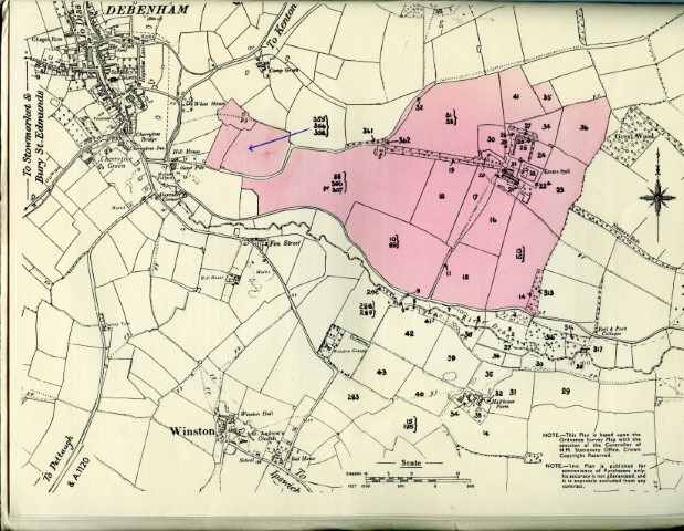 Debenham, Crows Hall - Map of the Estate in 1960